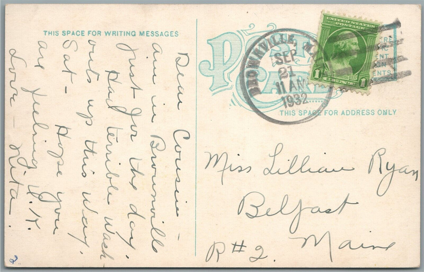 BROWNVILLE ME HIGH STREET ANTIQUE POSTCARD