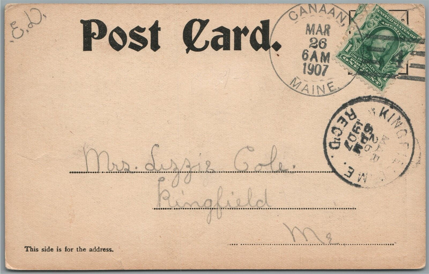 CANAAN ME STREET SCENE ANTIQUE POSTCARD