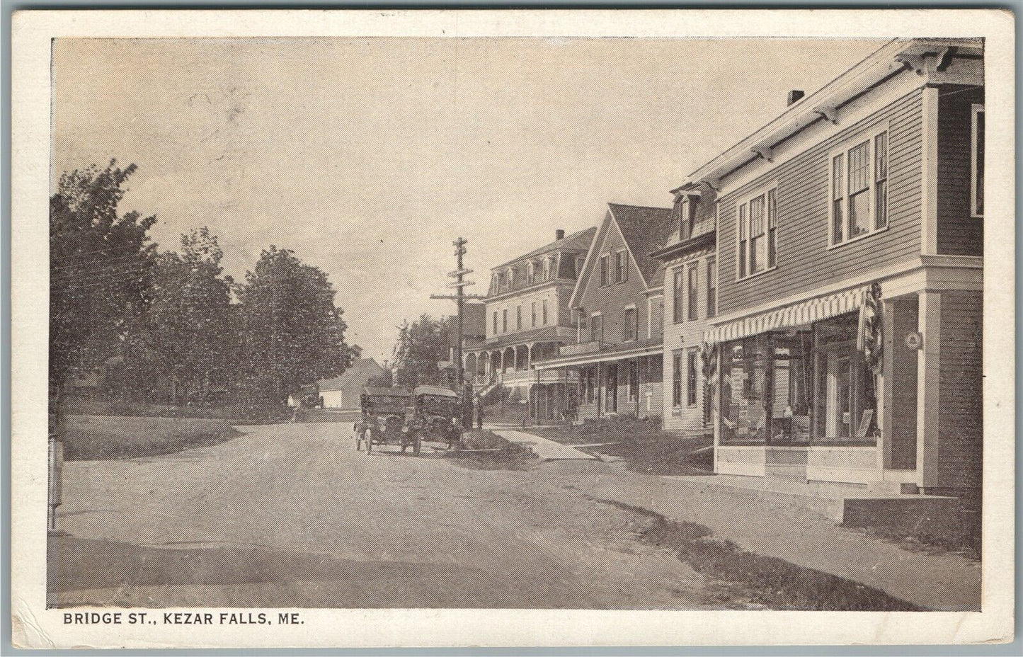 KEZAL FALLS ME BRIDGE STREET ANTIQUE POSTCARD