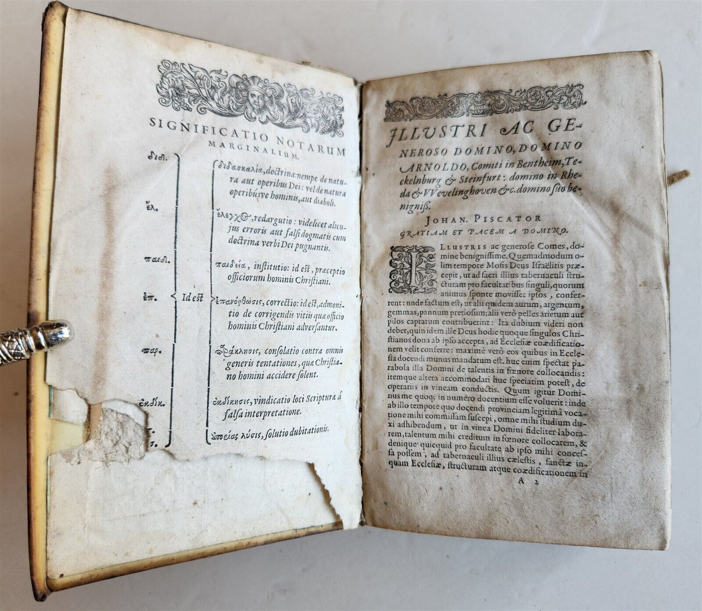 1603 BIBLE COMMENTARY by J. PISCATOR antique VELLUM BINDING