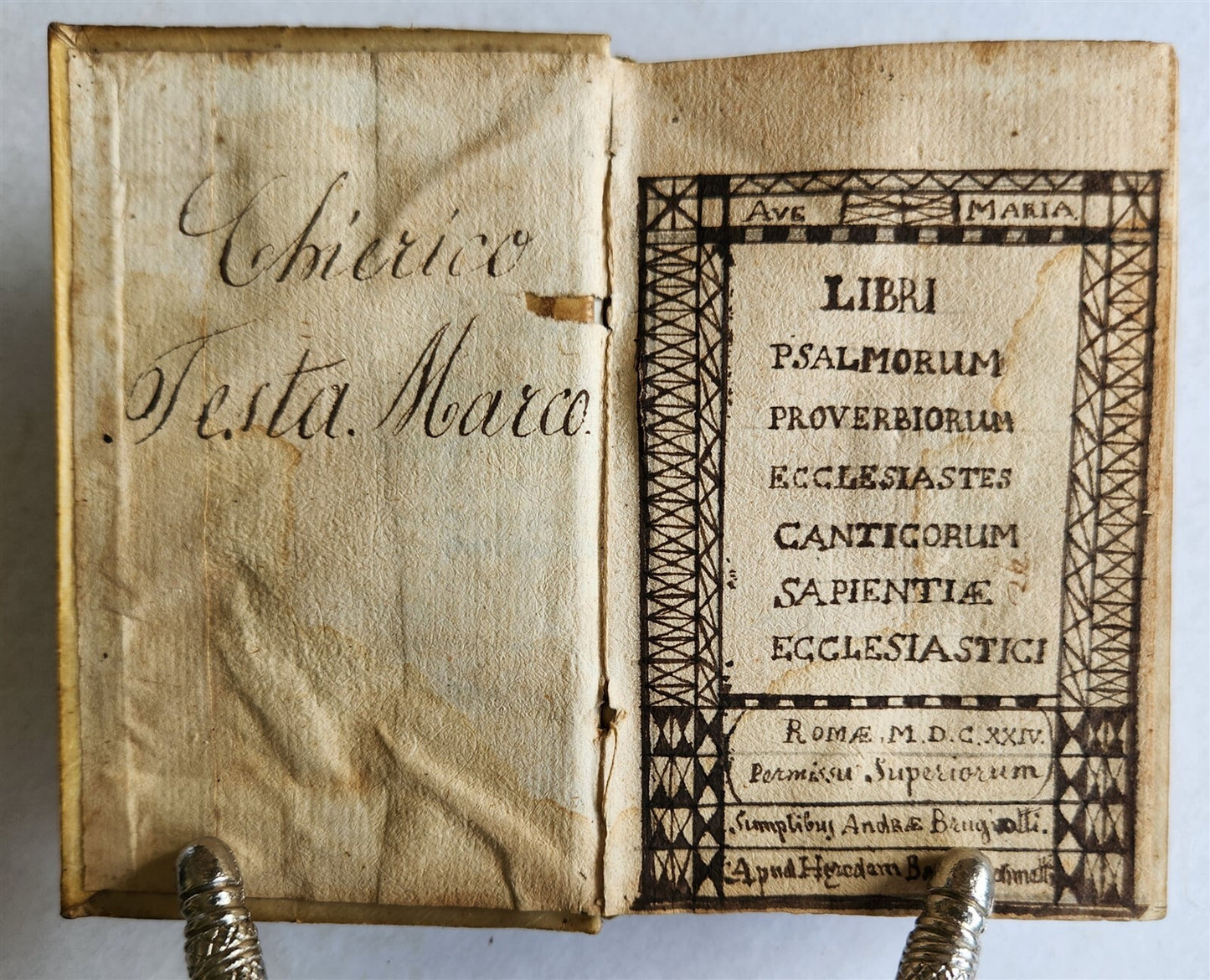 1624 LIBRI PSALMORUM antique VELLUM BINDING Bible Psalms