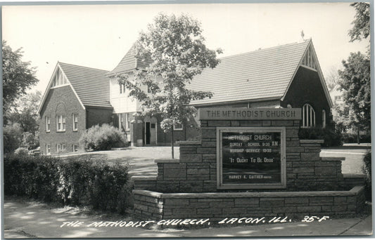 LACON IL METHODIST CHURCH VINTAGE REAL PHOTO POSTCARD RPPC