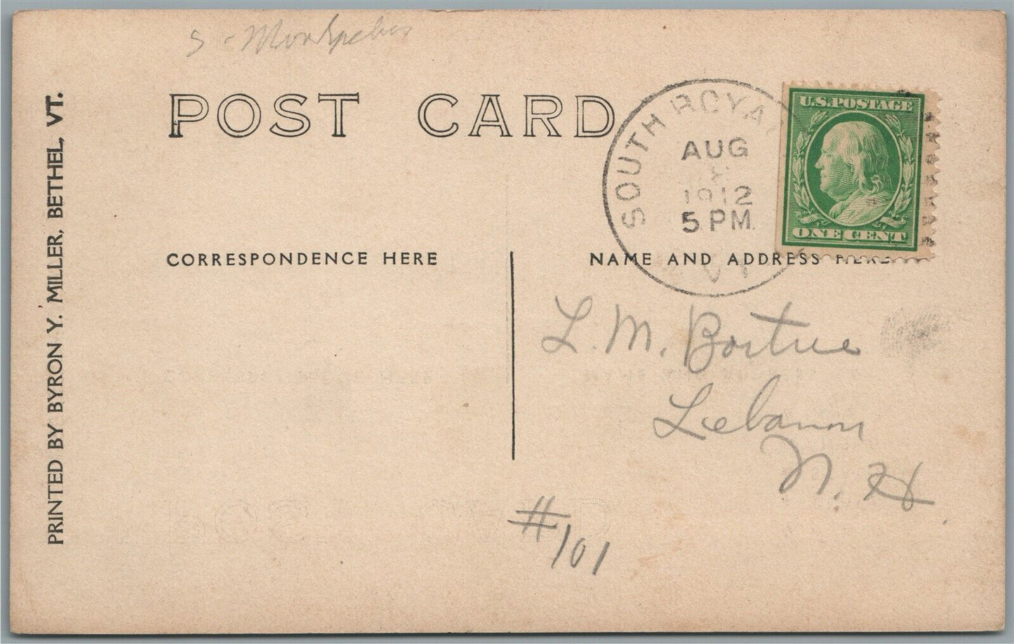 SO. ROYALTON VT BRIDGE ANTIQUE REAL PHOTO POSTCARD RPPC