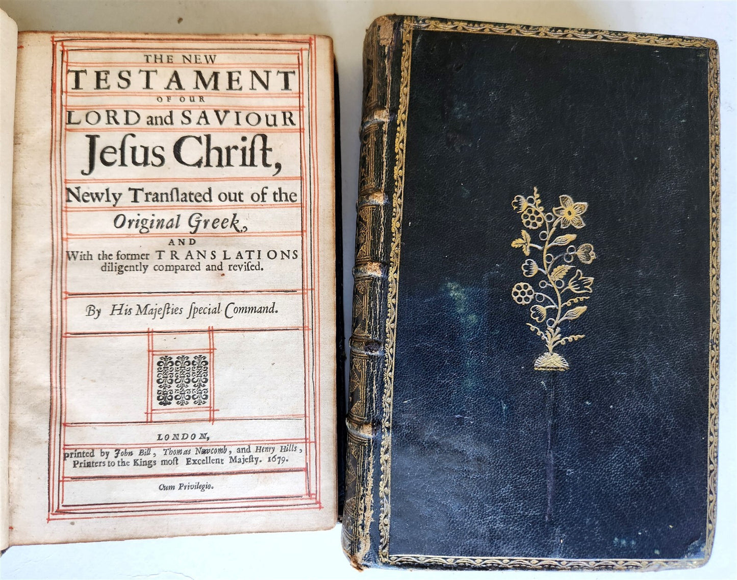 1679 BIBLE ENGLISH 2 VOLUMES antique Old & New Testament w/ Concordance & Psalms