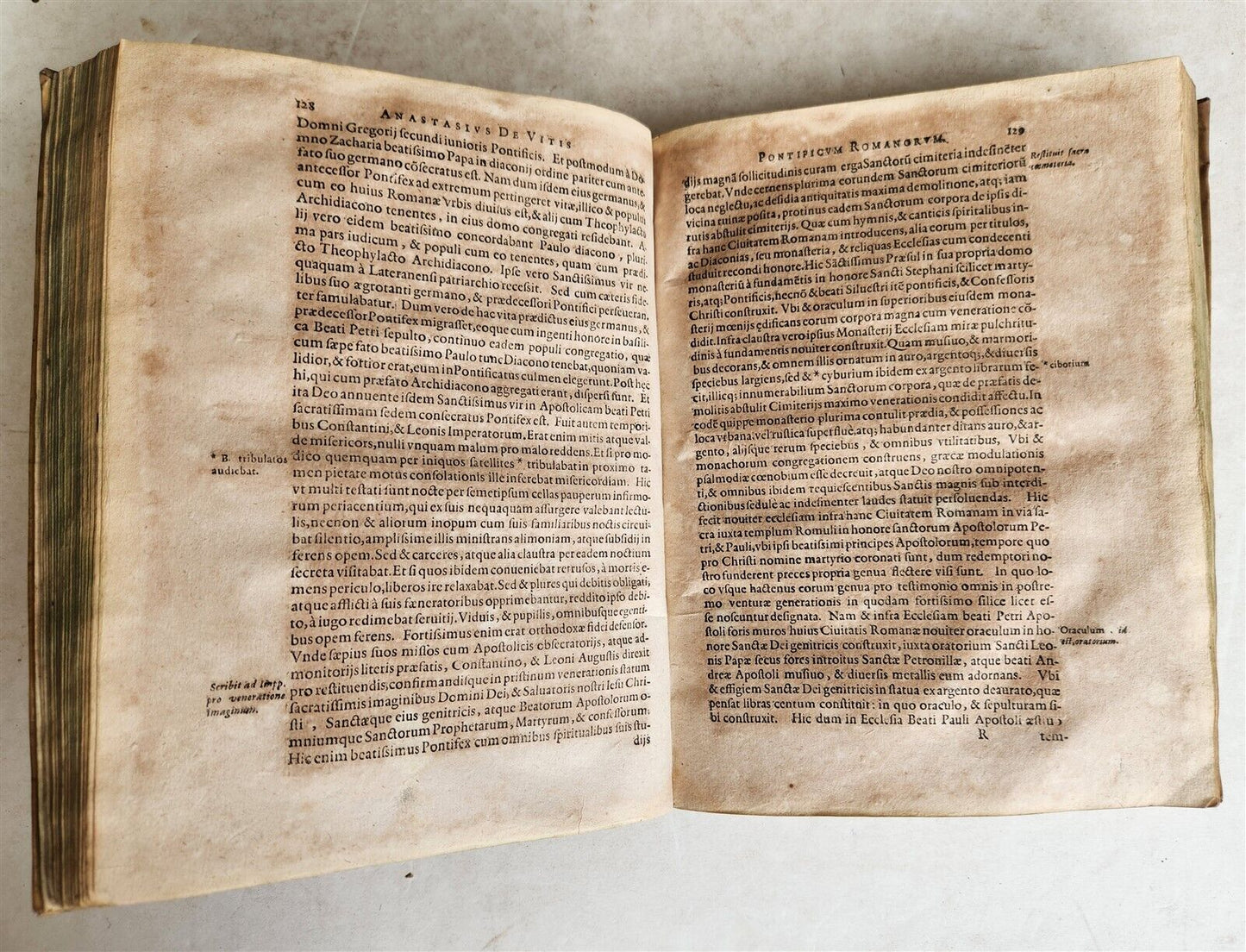 1602 HISTORY of POPES by Anastasius Bibliothecarius antique VELLUM