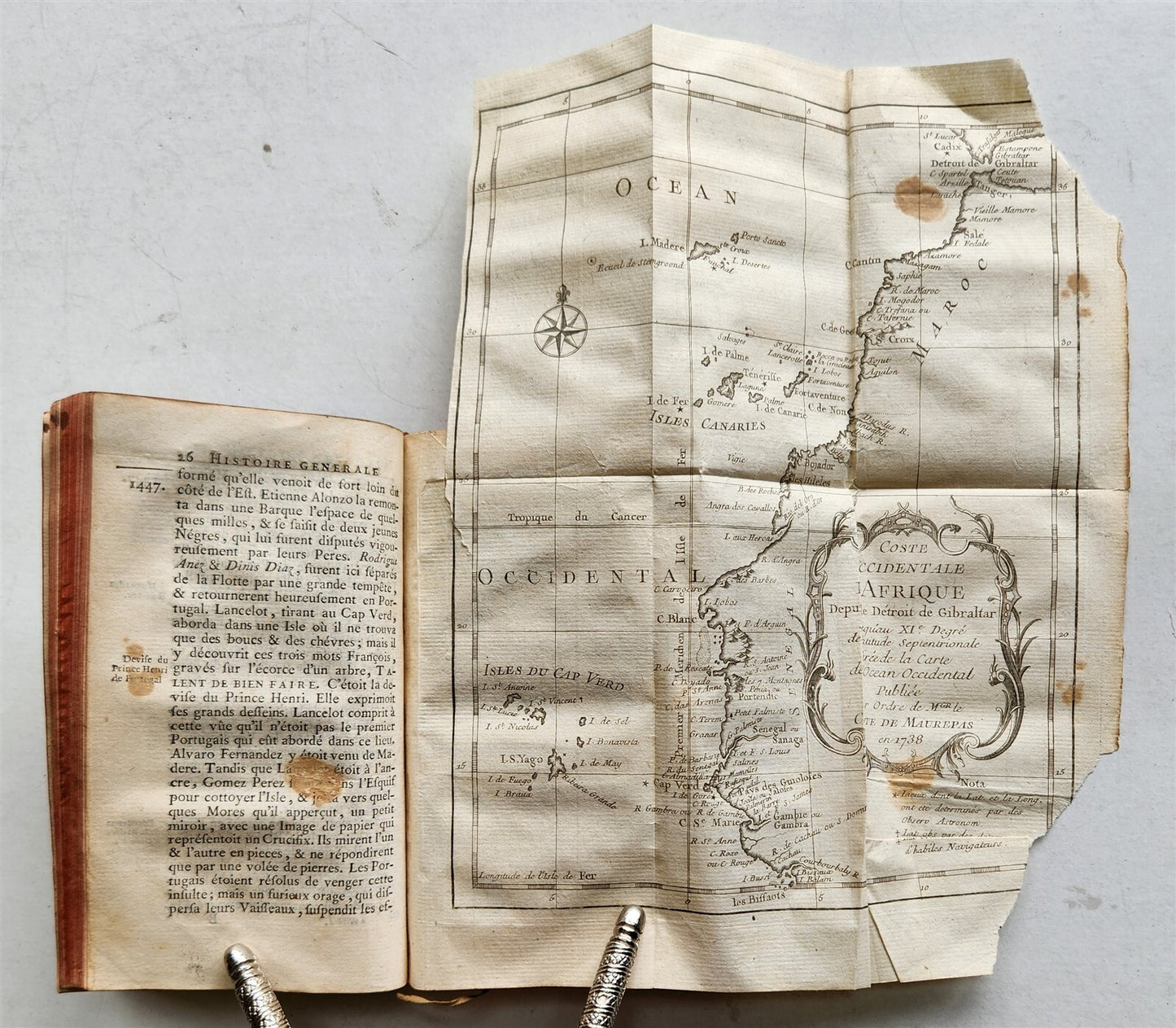 1749 HISTOIRE des VOYAGES VOL.1 antique illustrated TRAVELS to AFRICA & INDIA