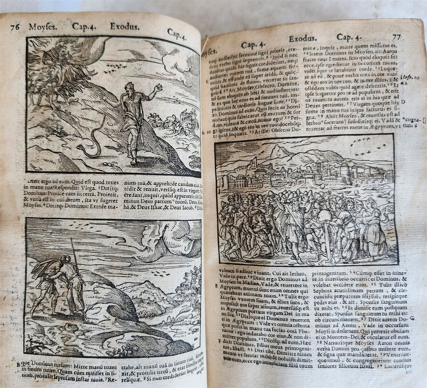 1573 BIBLE in LATIN antique FULLY ILLUSTRATED Old & New Testament