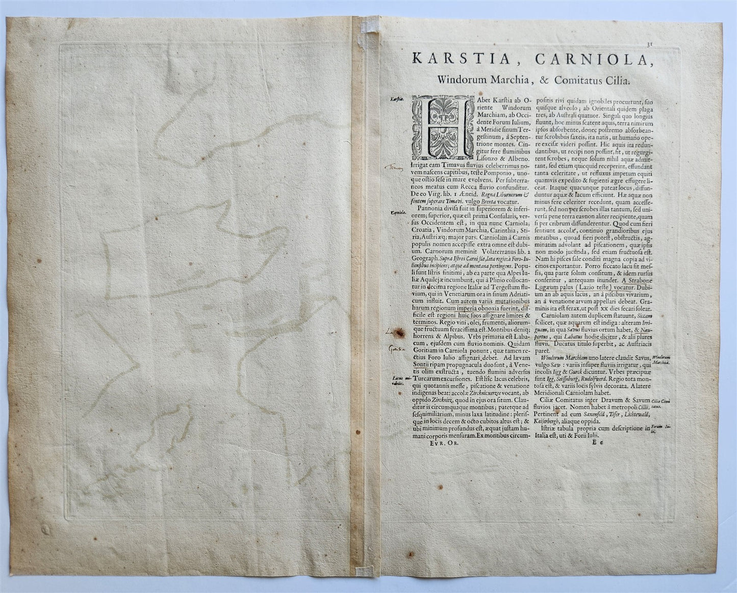 1640 SLOVENIA CROATIA MAP by WILLEM BLAEU antique AUTHENTIC