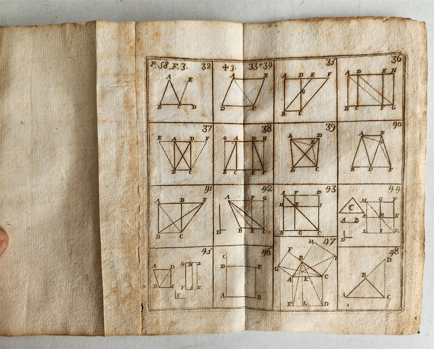 1824 EUCLID GEOMETRY antique ILLUSTRATED vellum binding