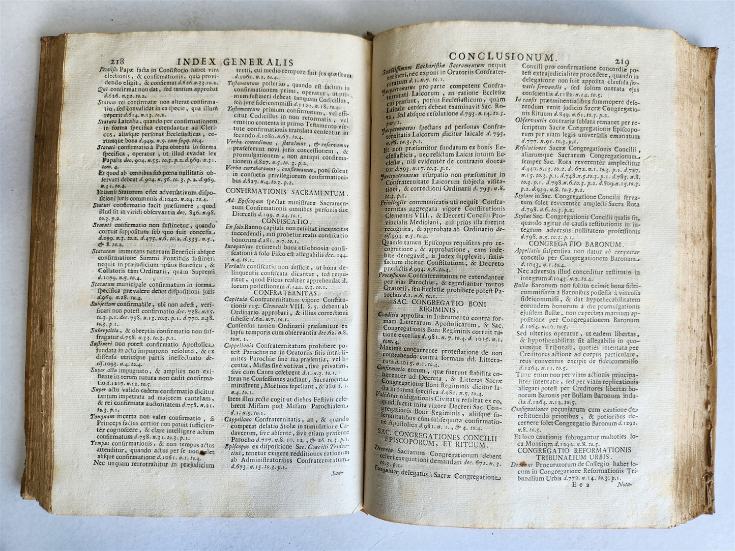 1720s LAW BOOK INDEX GENERALIS CONCLUSIONUM antique VELLUM BOUND FOLIO Vol.1