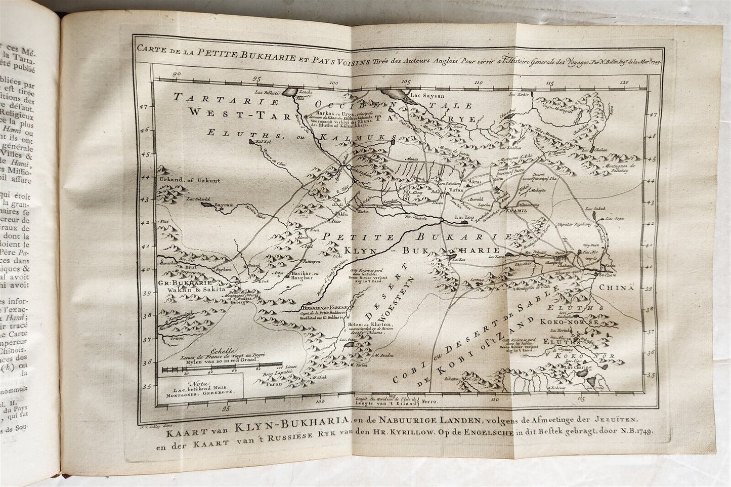 1749 TRAVELS TO CENTRAL ASIA & CHINA antique Histoire generale des voyages vol.9
