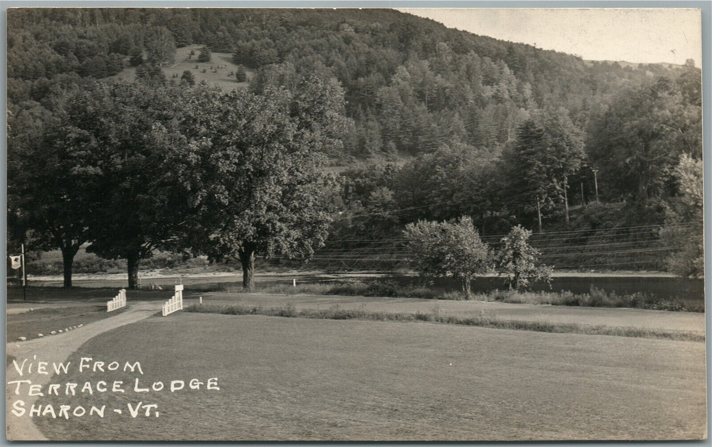 SHARON VT VIEW FROM TERRACE LODGE ANTIQUE REAL PHOTO POSTCARD RPPC