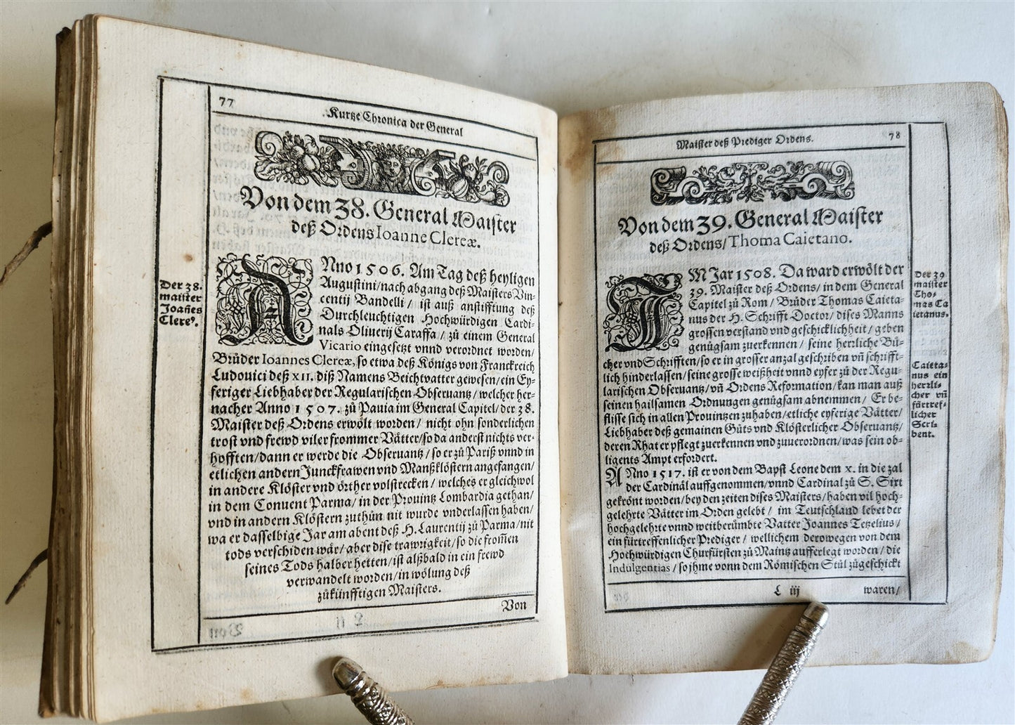 1596 HISTORICAL CHRONICLE of GERMAN RELIGIOUS ORDER antique Kurtze Chronica RARE