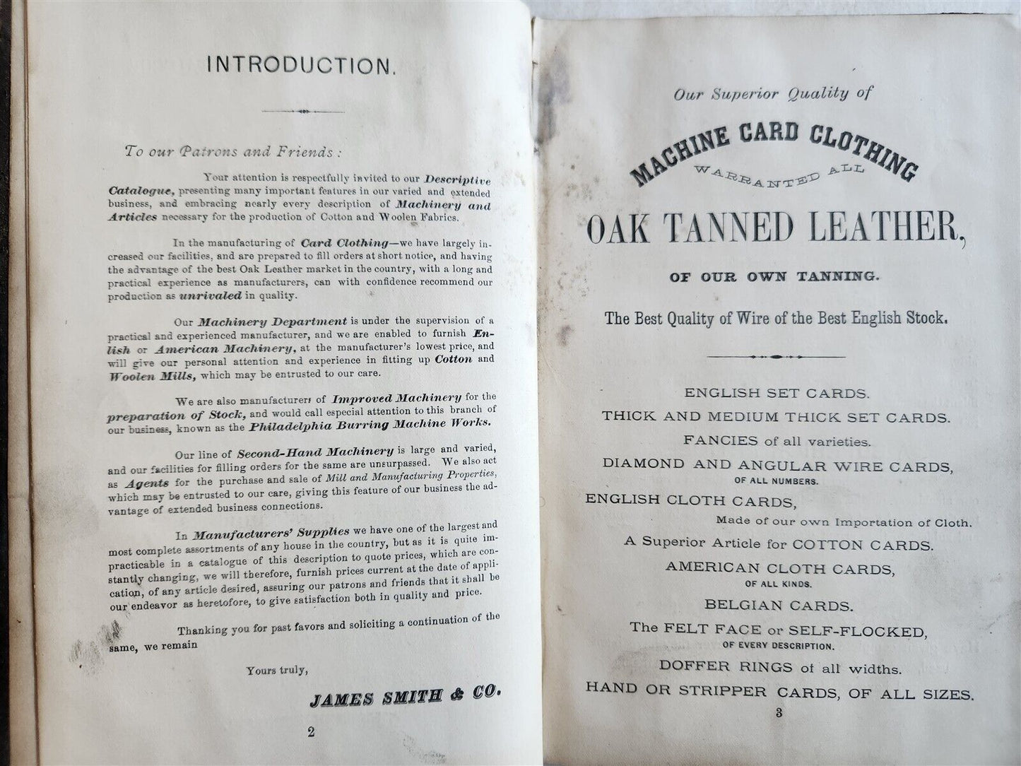 1890s ILLUSTRATED CATALOGUE of JAMES SMITH & CO. antique MACHINERY Philadelphia