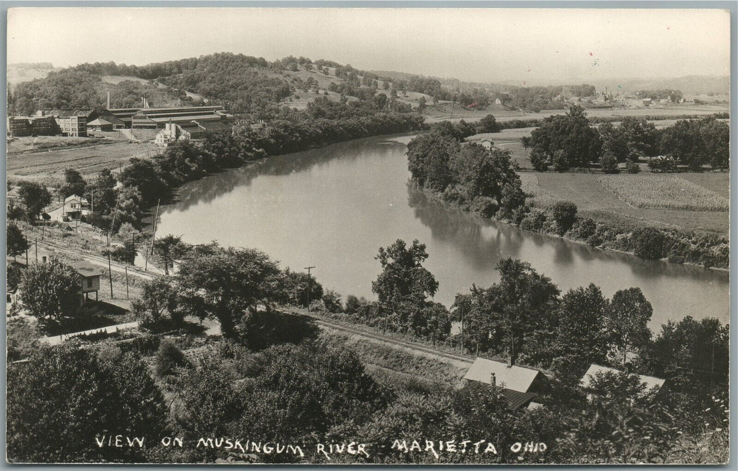 MARIETTA OH MUSKINGUM RIVER ANTIQUE REAL PHOTO POSTCARD RPPC