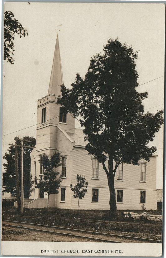 EAST CORINTH ME BAPTIST CHURCH ANTIQUE REAL PHOTO POSTCARD RPPC