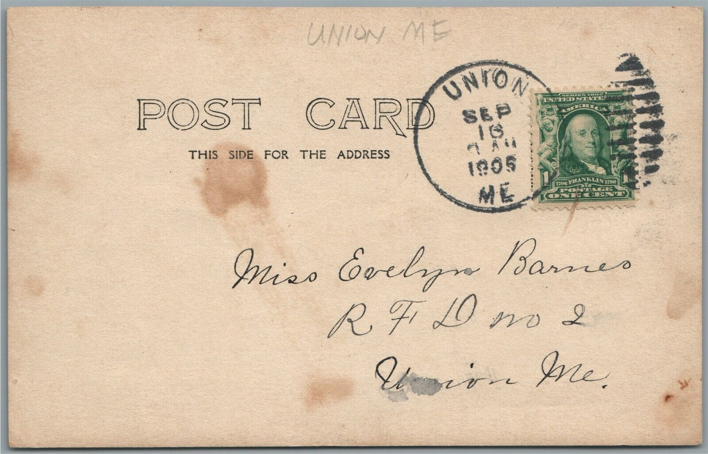 UNION ME BURTON HOUSE ANTIQUE REAL PHOTO POSTCARD RPPC