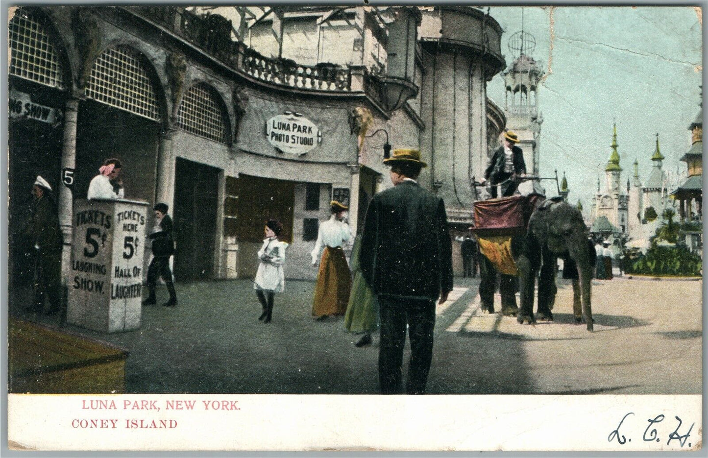 BROOKLYN NYCONEY ISLAND LUNA PARK 1908 ANTIQUE POSTCARD