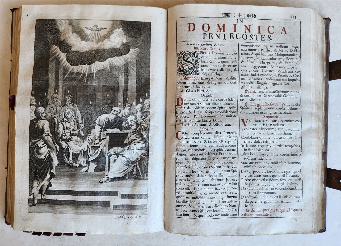 1743 MISSALE ROMANUM antique NICELY DECORATED FOLIO illustrated