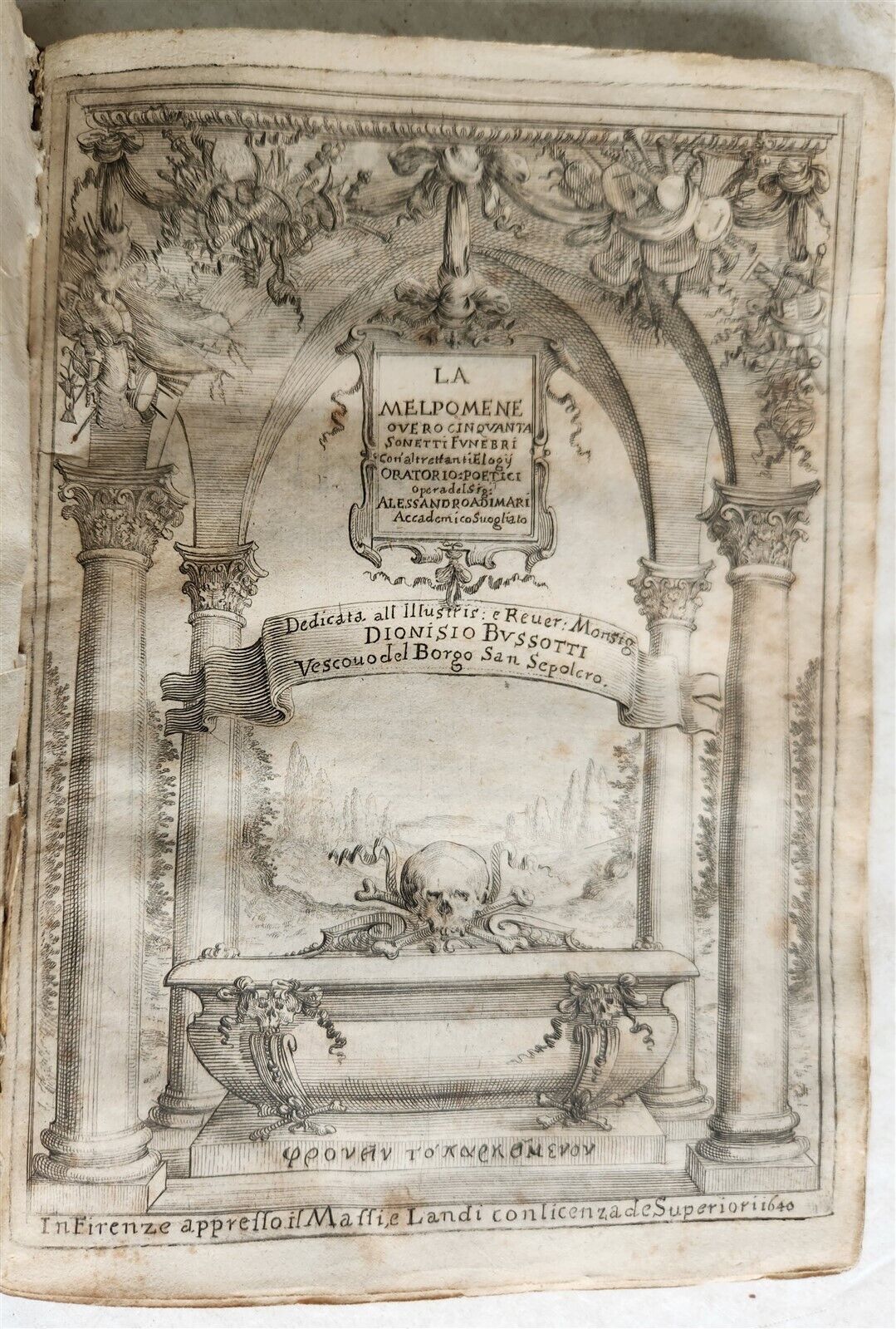 1649 LA MELPOMENE OPERA antique VELLUM BOUND POETRY in FRENCH