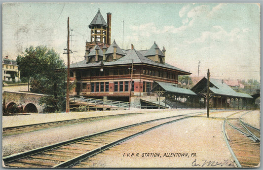 ALLENTOWN PA RAILROAD STATION RAILWAY DEPOT ANTIQUE POSTCARD