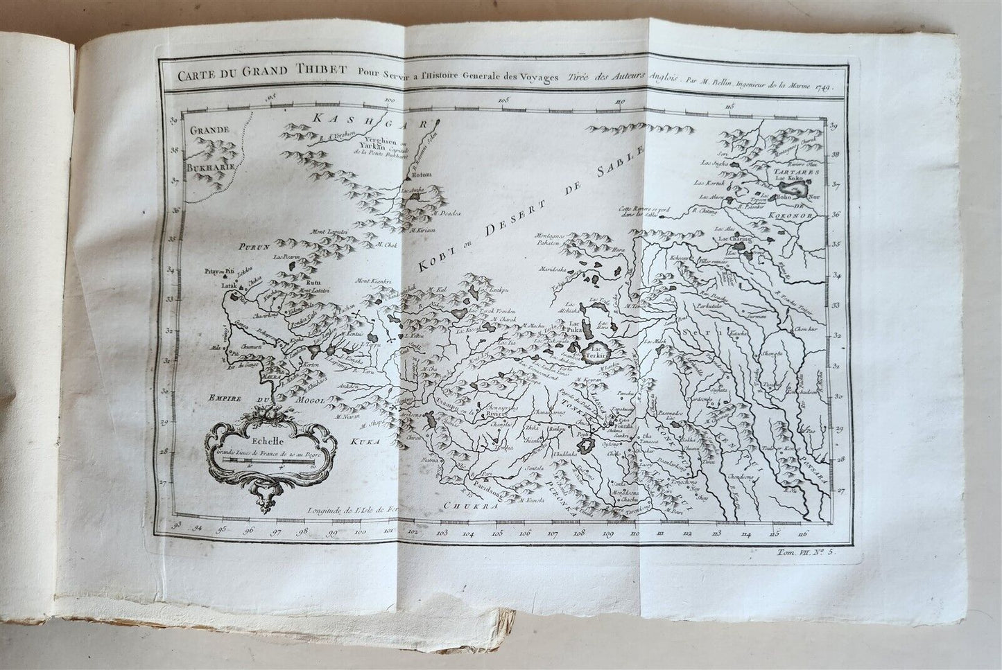 1749 HISTORY of VOYAGES by Prevost antique ILLUSTRATED JORNEY to CHINA & TIBET