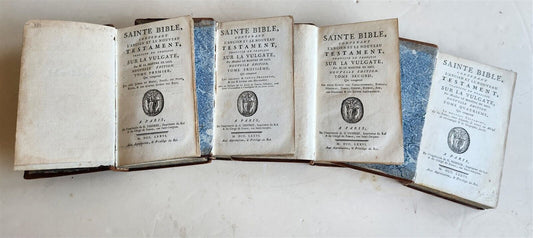 1776 BIBLE in FRENCH 4 VOLUMES antique OLD & NEW TESTAMENT