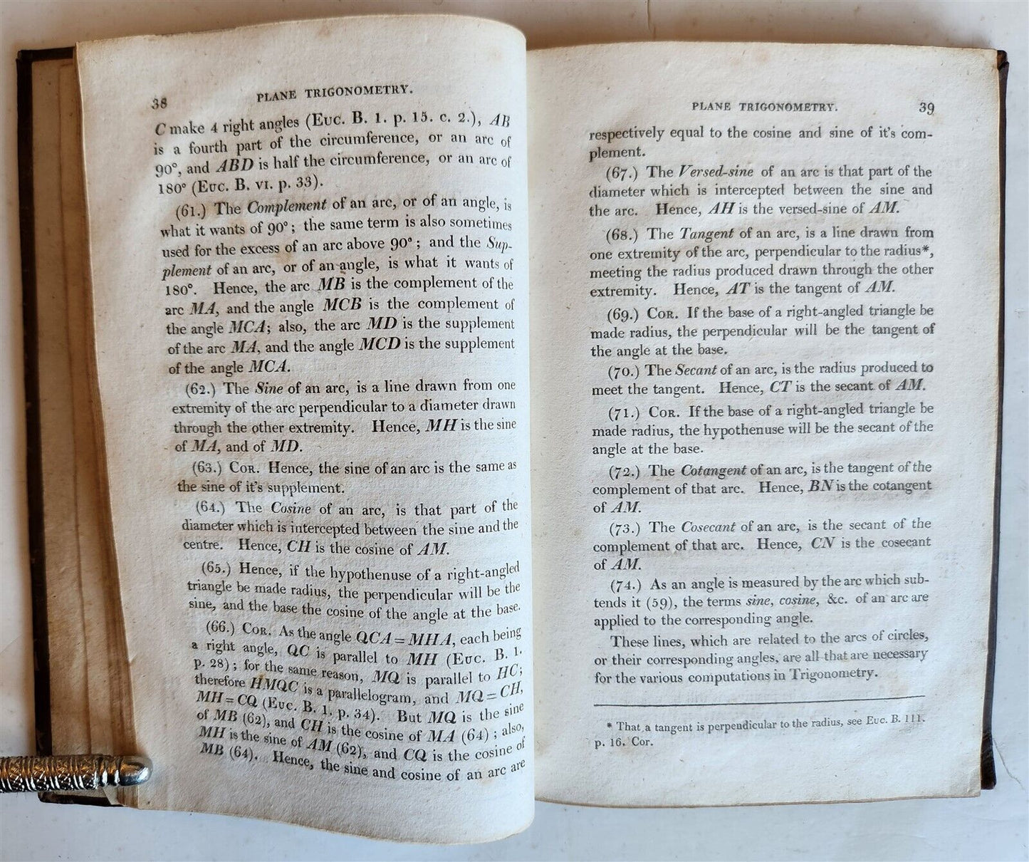 1810 TREATISE on PLANE & SPHERICAL TRIGONOMETRY ILLUSTRATED antique