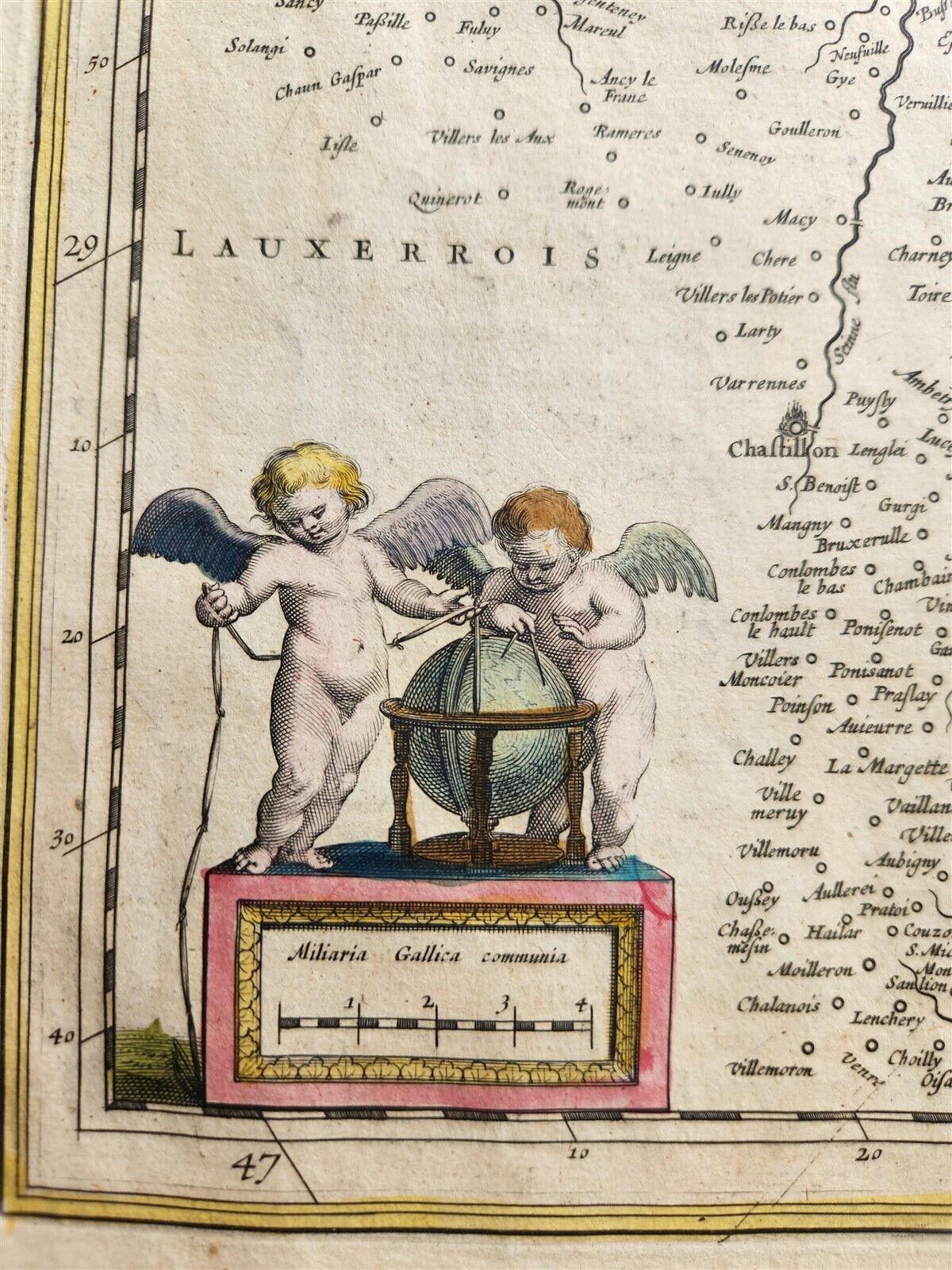 1640 MAP of FRANCE CHAMPAGNE by WILLEM BLAEU antique AUTHENTIC hand colored