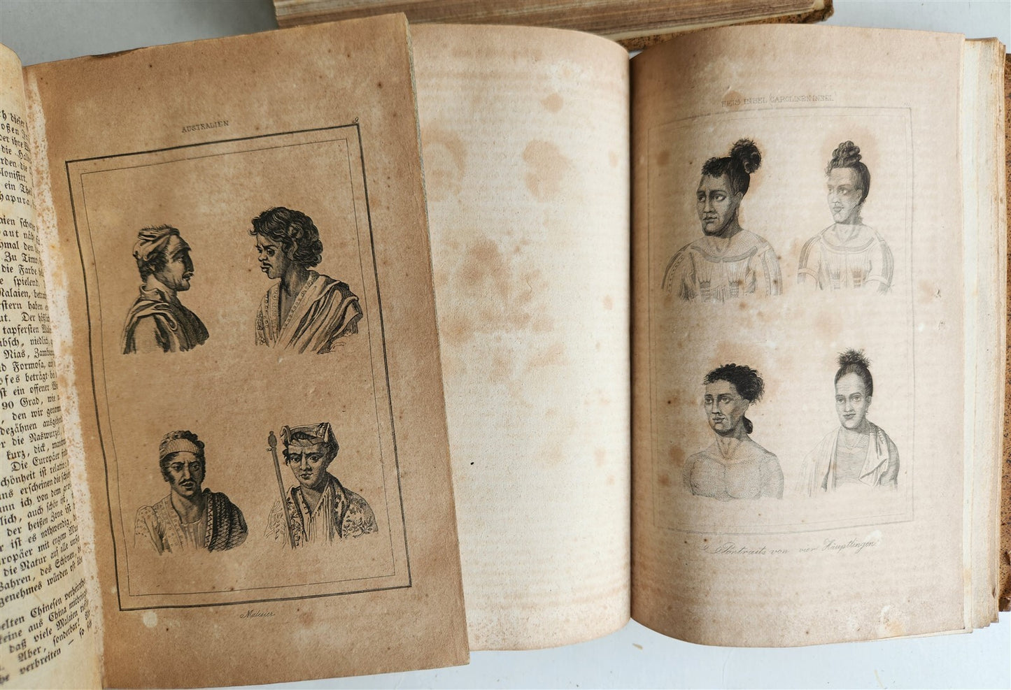 1838 TRAVELS to OCEANIA MALAYSIA POLYNESIA 3 VOLUMES antique ILLUSTRATED German