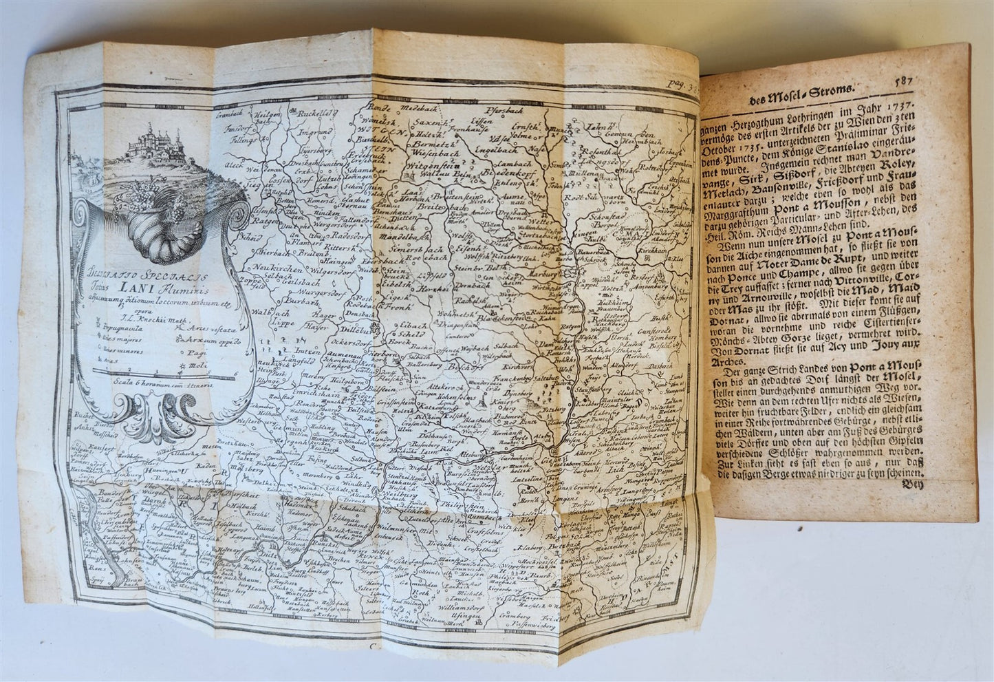 1740 ANTIQUITIES & GEOGRAPHY of GERMAN RIVERS antique ILLUSTRATED