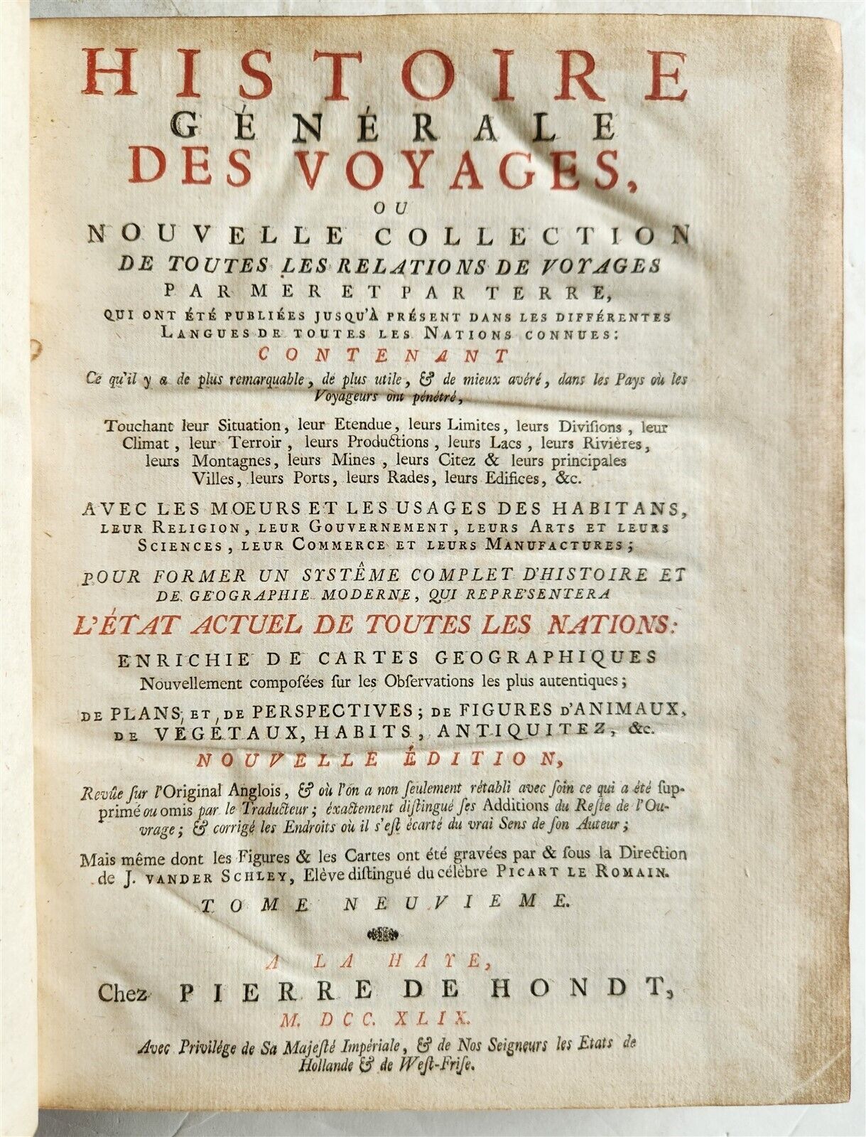 1749 TRAVELS TO CENTRAL ASIA & CHINA antique Histoire generale des voyages vol.9