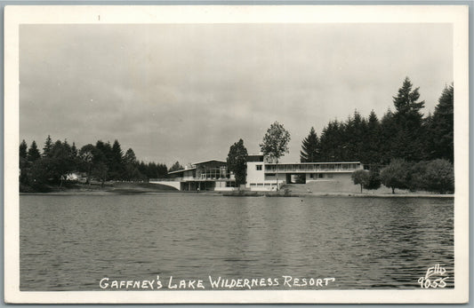 GAFFNEY'S LAKE IN WILDERNESS RESORT VINTAGE REAL PHOTO POSTCARD RPPC