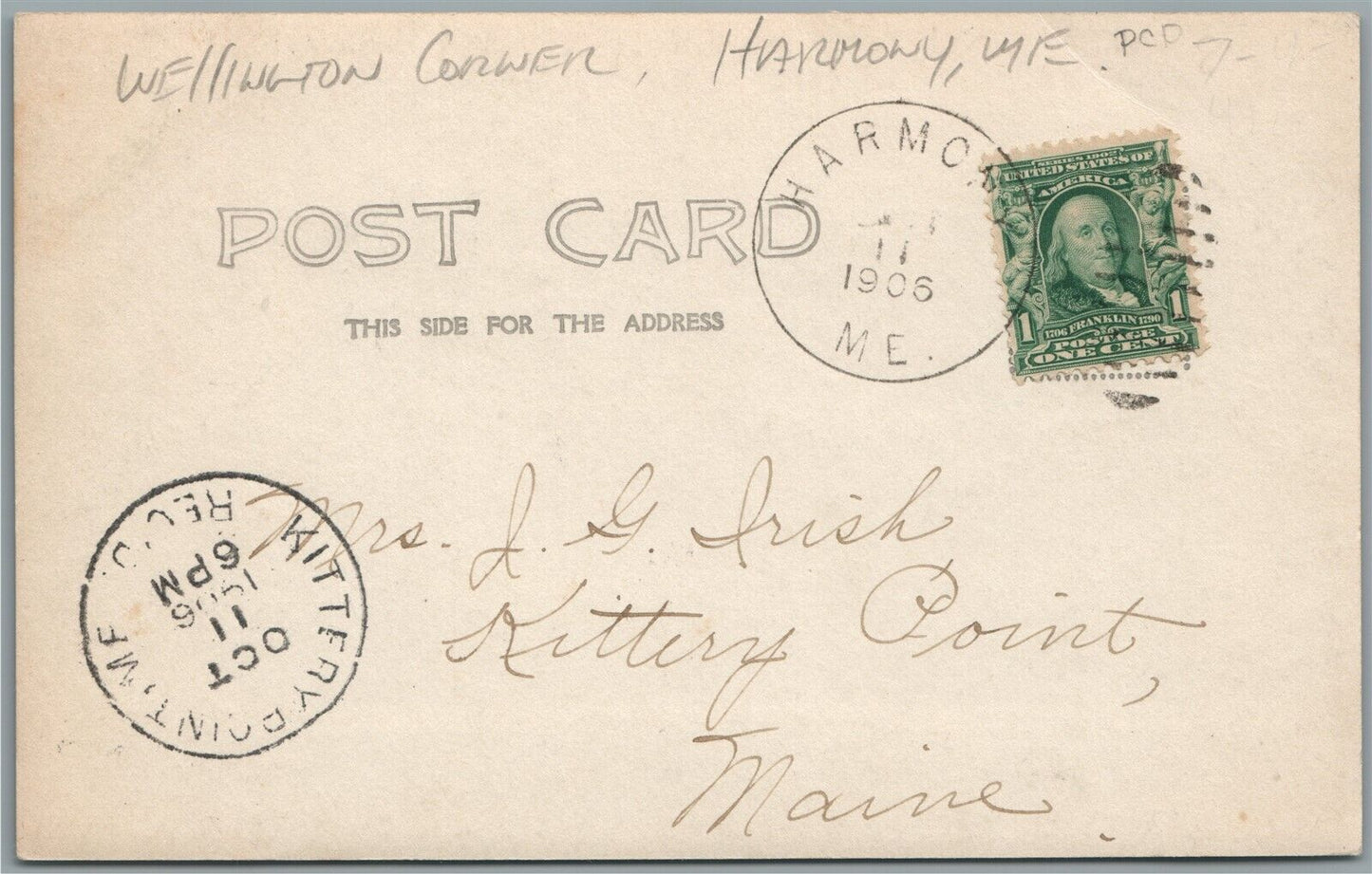 HARMONY ME WELLINGTON CORNER ANTIQUE REAL PHOTO POSTCARD RPPC