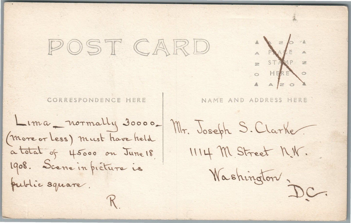 LIMA OH BIG DAY GAR PARADE 1908 ANTIQUE REAL PHOTO POSTCARD RPPC