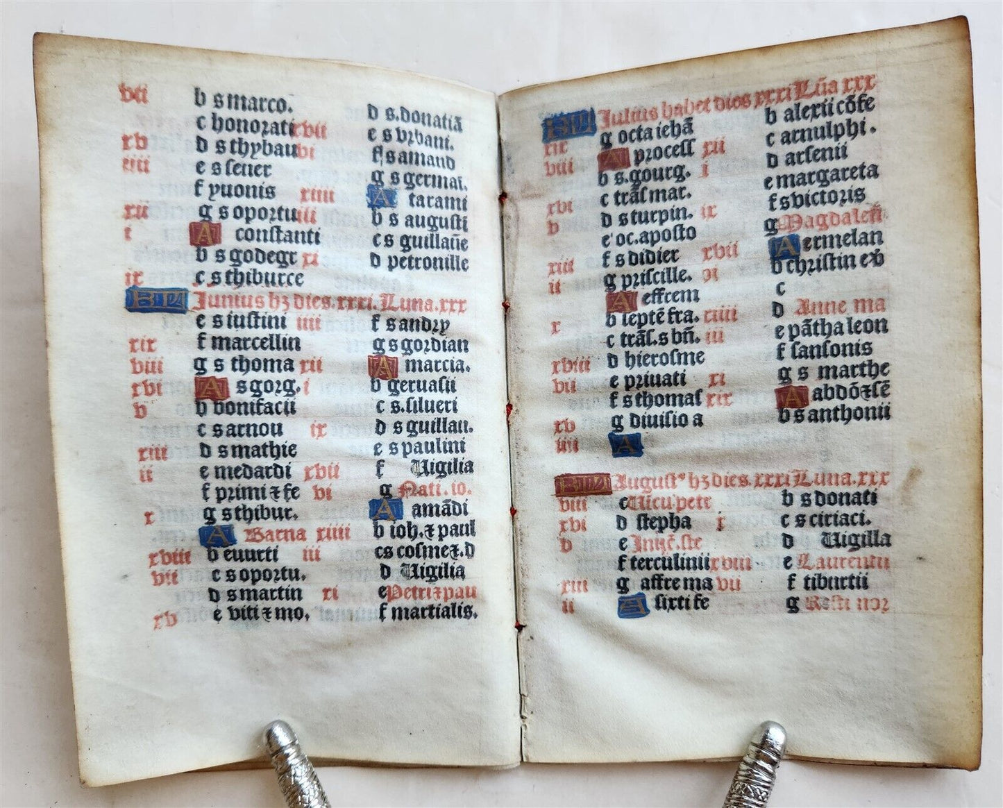 1519 BOOK OF HOURS PRINTED on VELLUM FRAGMENT antique POST-INCUNABULA scarce