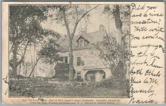 FAR HILLS PEAPACK BRFMINSTER NJ OLD STONE HOUSE ANTIQUE POSTCARD