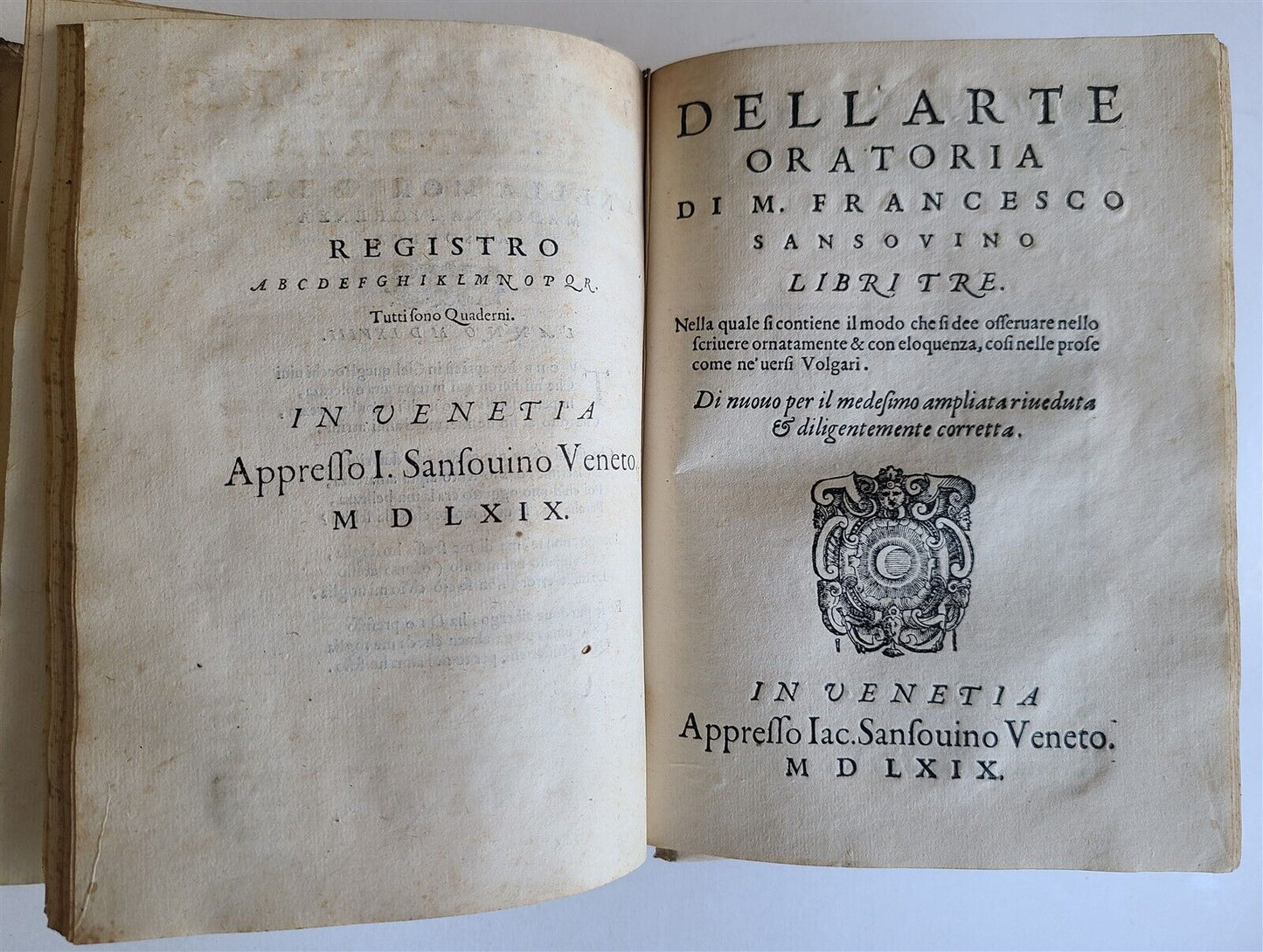 1569 ORATIONS by MANY ILLUSTRIOUS MEN - FRANCESCO SANSOVINO antique VELLUM