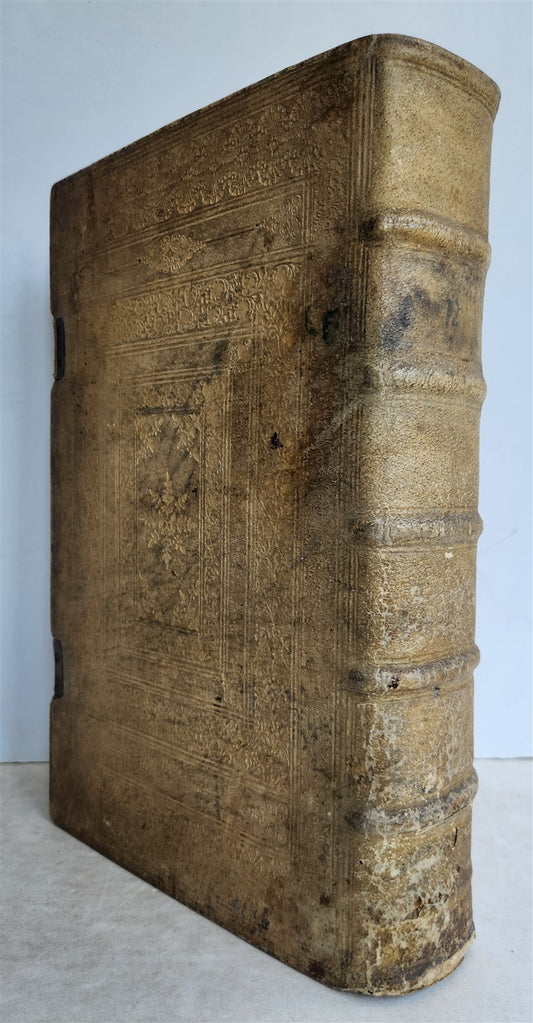 1720 COMMENTARIA in duodecim PROPHETAS MINORES PIGSKIN BOUND FOLIO antique