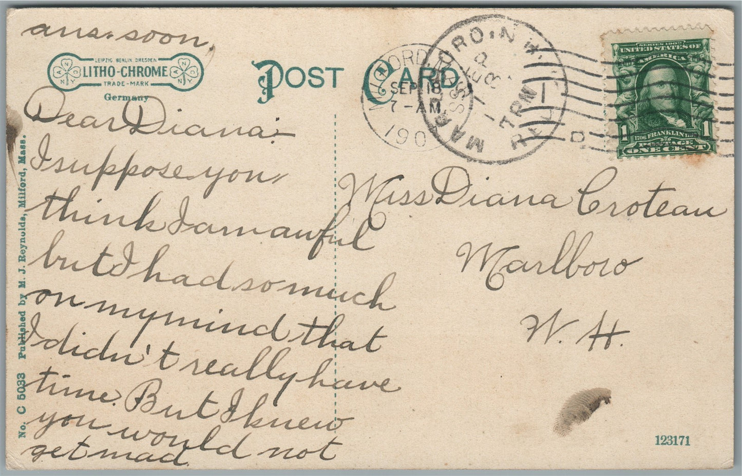 MILFORD MA SHOE FACTORY ANTIQUE POSTCARD