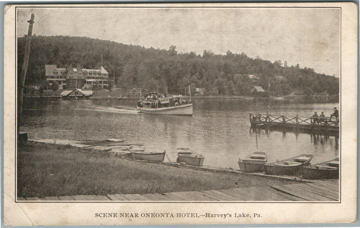 HARVEY'S LAKE PA ONEONTA HOTEL ANTIQUE POSTCARD