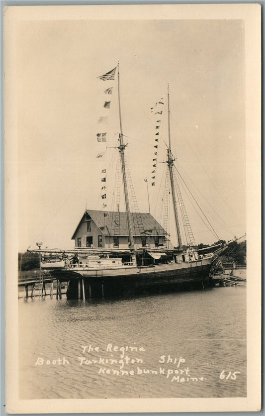 KENNEBUNK PORT ME REGINA BOOTH TARKINGTON SHIP ANTIQUE REAL PHOTO POSTCARD RPPC