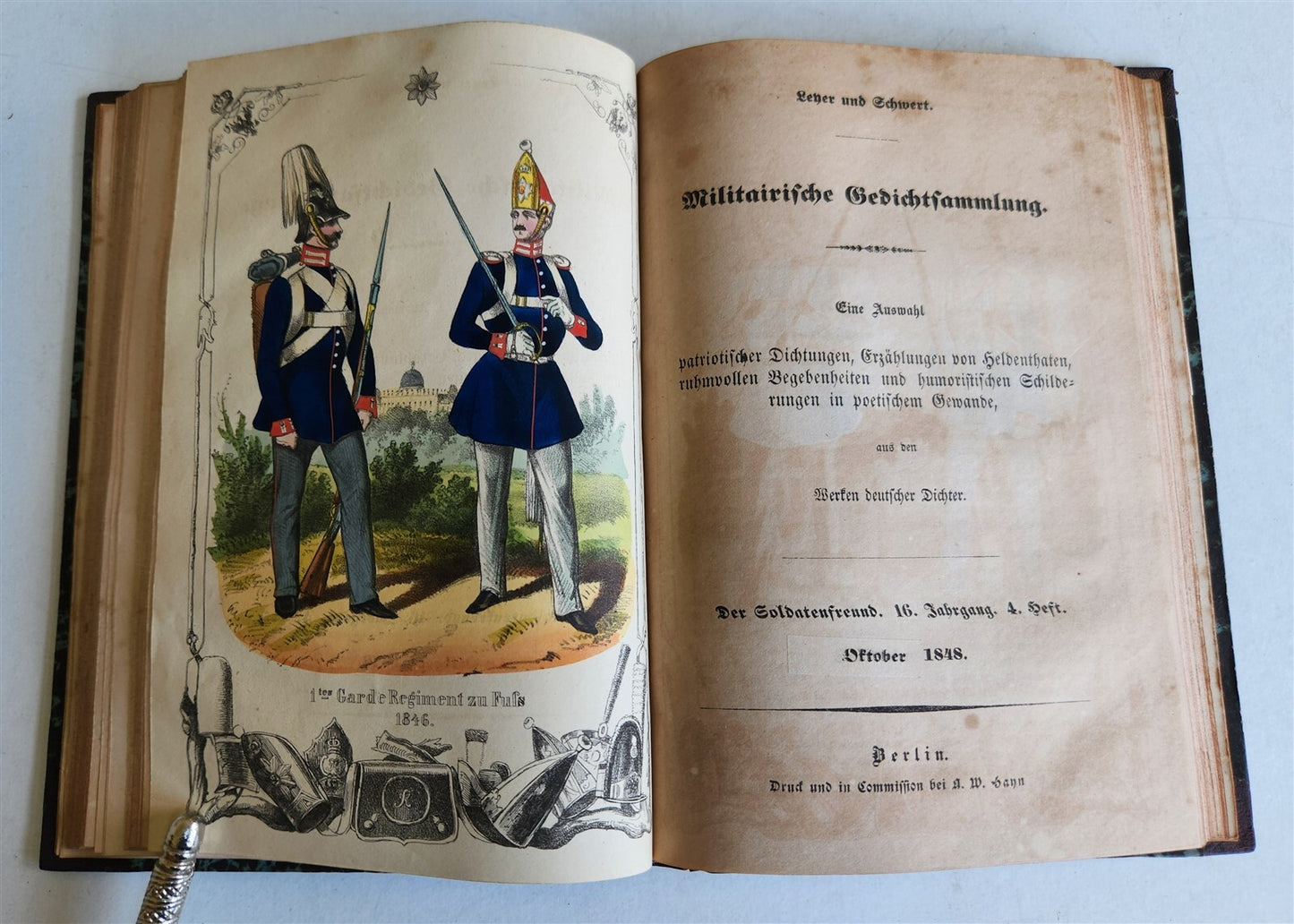 1848 GERMAN SOLDIER'S JOURNAL antique ILLUSTRATED