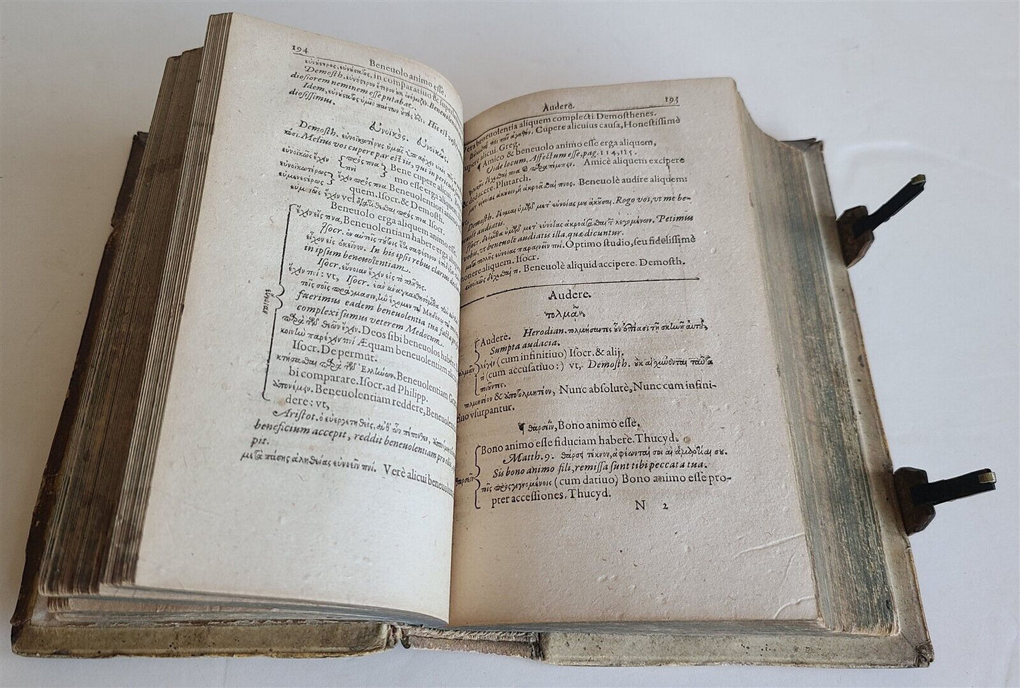 1594 CALLIGRAPHIA by Johannes Posselius antique PIGSKIN BINDING w/ CLASPS