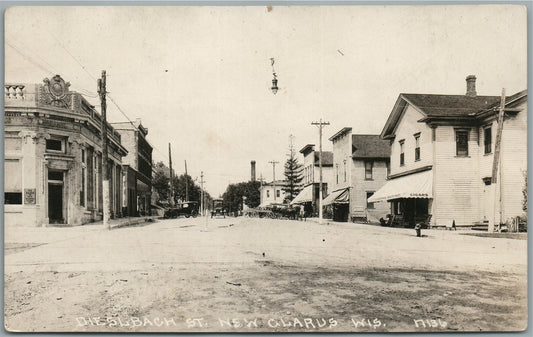 NEW CLARUS WI DIESLBACH STREET ANTIQUE REAL PHOTO POSTCARD RPPC