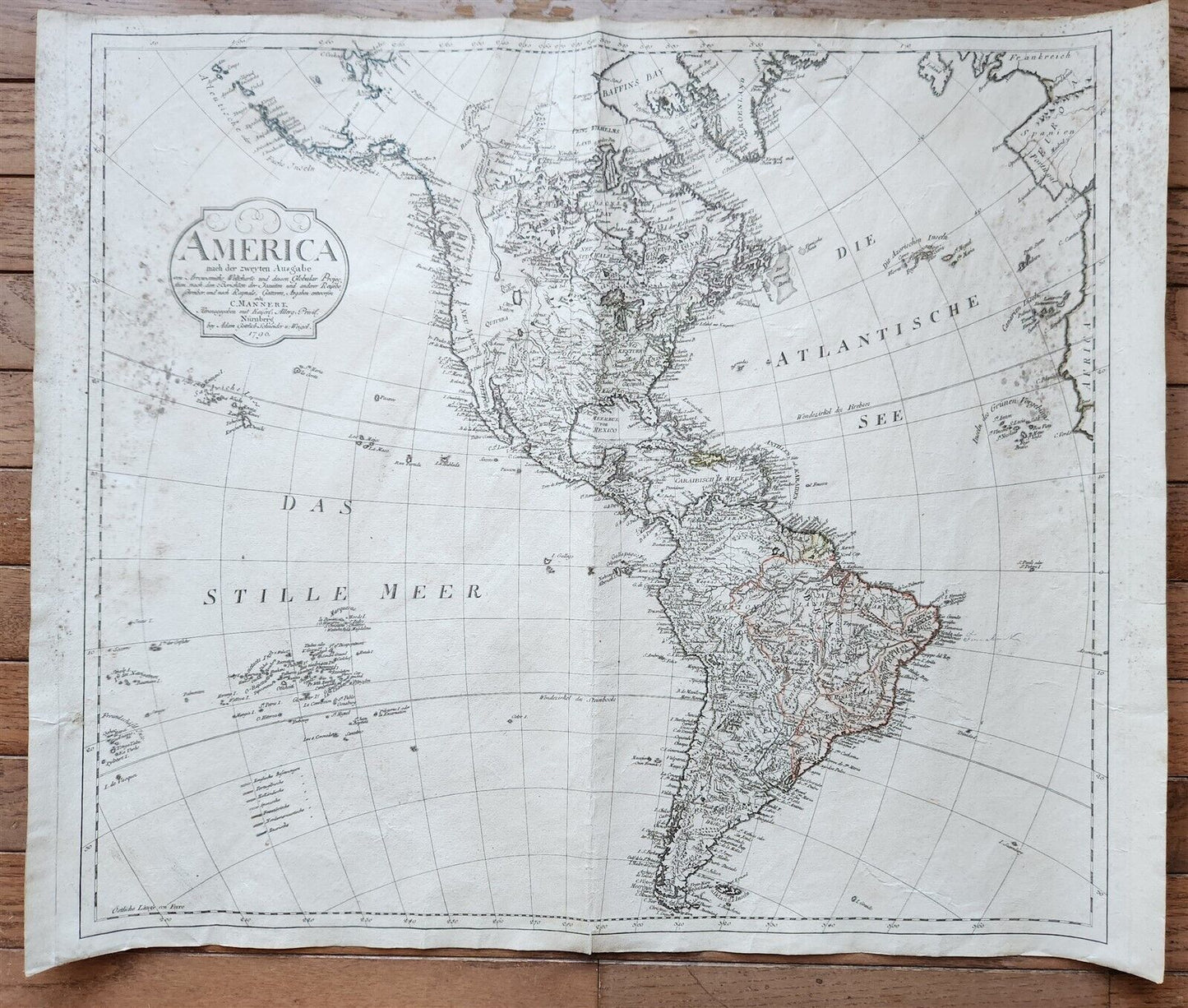 1796 MAP of NORTH AMERICA antique 21.5 by 26"