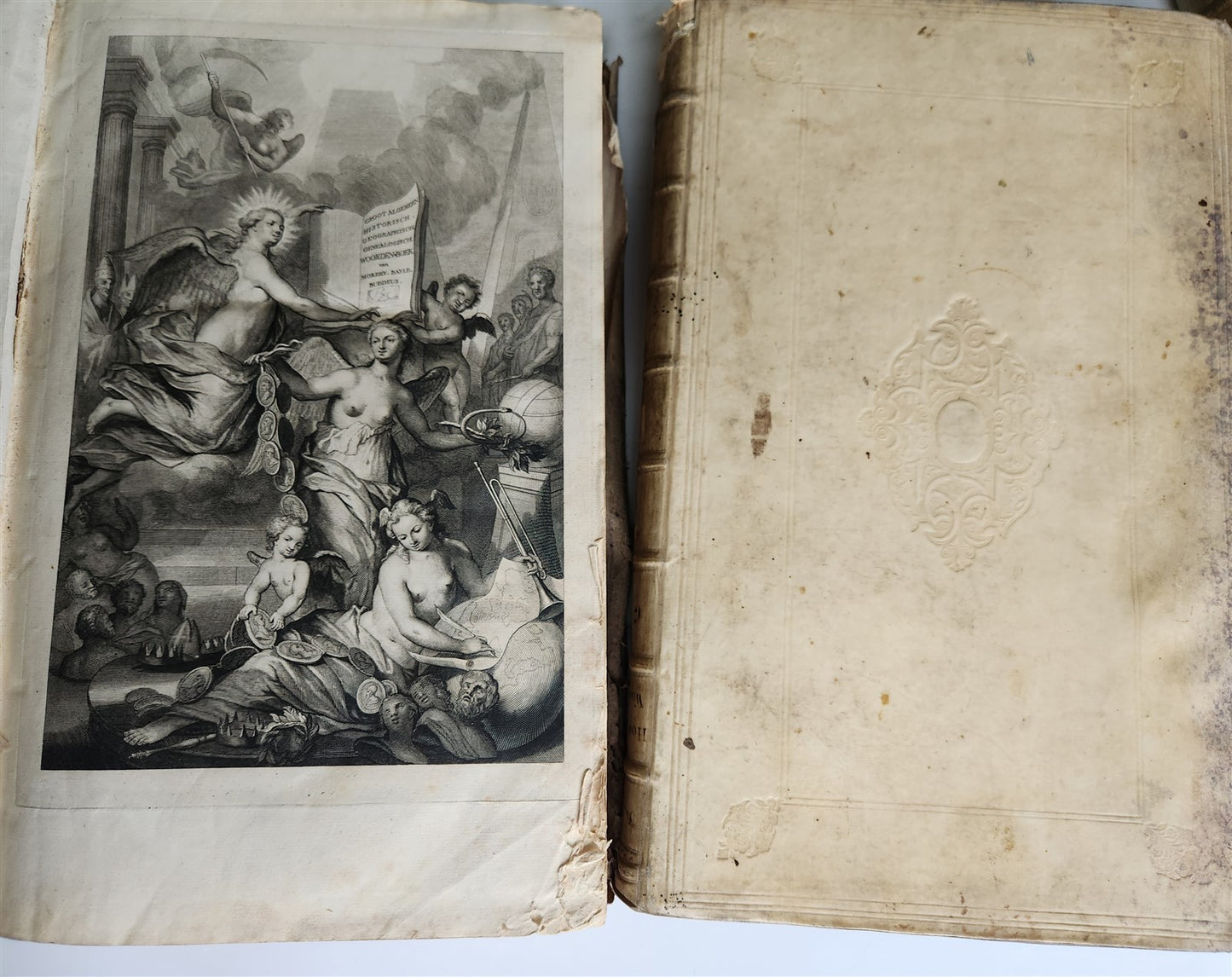 1733 HISTORICAL GEOGRAPHICAL GENEALOGICAL DICTIONARY 7 VOLS antique VELLUM FOLIO