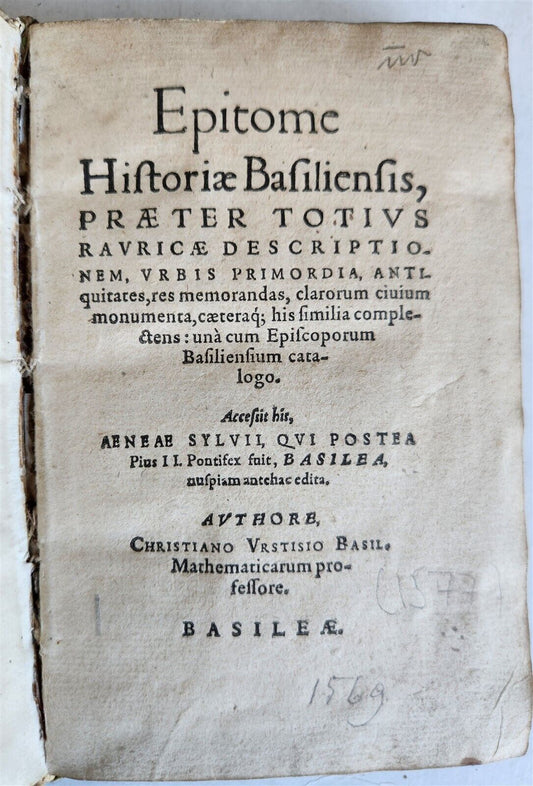 1577 HISTORY of BASEL SWITZERLAND antique Epitome historiae Basiliensis VELLUM