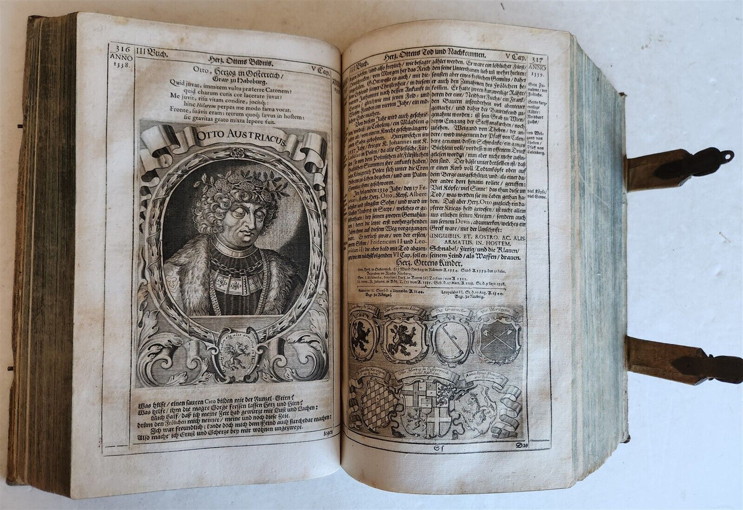1668 HISTORY of AUSTRIA antique ILLUSTRATED w/ 200 PLATES PIGSKIN BOUND FOLIO