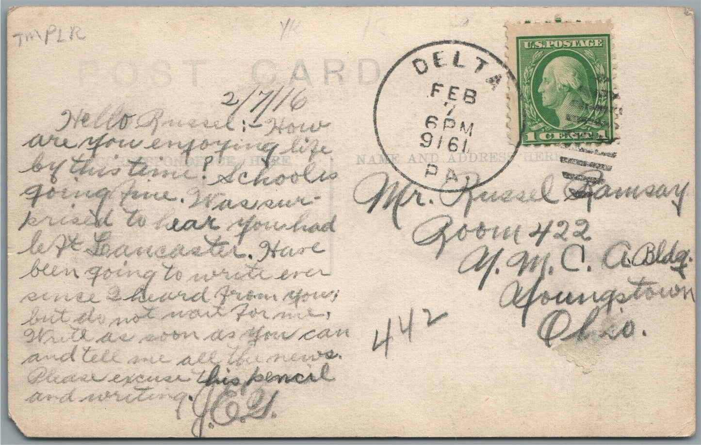 DELTA PA HIGH SCHOOL ANTIQUE REAL PHOTO POSTCARD RPPC